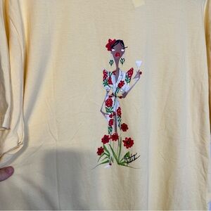 NWT Badgley Mischka Yellow T-Shirt with Red Graphic